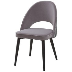 Стул FLAVOUR GREY / 2 шт. / Серый, велюр, черный металлический каркас / для кухни, для гостиной / M-City