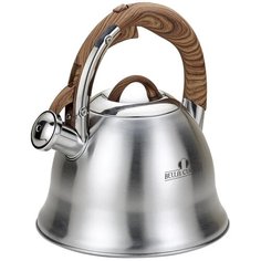 Чайник Bella Cucina, 3 л, со свистком / Универсальный чайник со свистком / Чайник для плиты / Чайник из нержавеющей стали / Чайник для газовой, индукционной плит со свистком