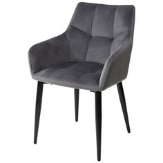 Стул HECTOR Grey / 2 шт. / Серый, велюр, черный металлический каркас / для кухни, для гостиной / BLUVEL-14 / M-City