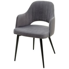 Стул FANTINE-LA Grey / 4 шт. / Серый, велюр, черный металлический каркас / для кухни, для гостиной / #27 / M-City