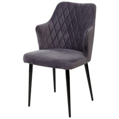 Стул HERMAN Grey / 4 шт. / Серый, велюр, черный металлический каркас / для кухни, для гостиной / #27 / M-City