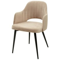 Стул FANTINE-LA Beige / 4 шт. / Бежевый, велюр, черный металлический каркас / для кухни, для гостиной / #5 / M-City