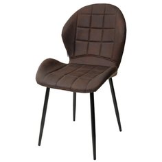 Стул FLOWER COWBOY / 2 шт. / темно-коричневый, ткань микрофибра, черный металлический каркас / для кухни, для гостиной / #800 / M-City