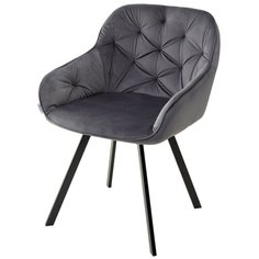 Стул GALE Grey / 2 шт. / Серый, велюр, поворот 360 град., черный металлический каркас / для кухни, для гостиной / BLUVEL-14 / M-City