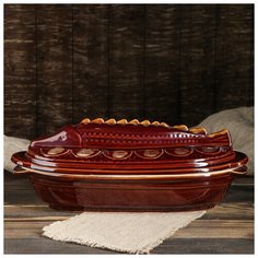 Горшок духовой 2л "Осетр" 1004277 Керамика ручной работы