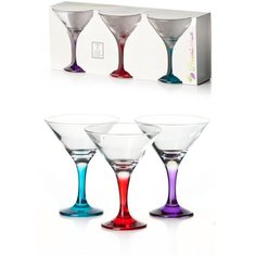 Бокал д/мартини 190 мл 3 шт. Энжой с окрашенной ножкой микс , Pasabahce