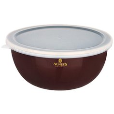 Миска AGNESS эмалированная с пластиковой крышкой, серия ТЮДОР, 24*10, 5 см / 2, 8 л