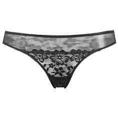 Alla Buone Трусы бразилиана низкой посадки кружевные, размер S(44), черный
