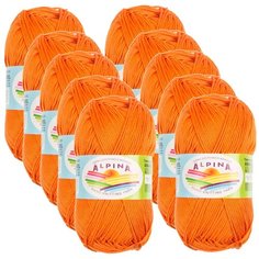 Пряжа Alpina Anabel, 100 % хлопок, 50 г, 120 м, 10 шт., №1039 оранжевый