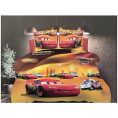 Детский комплект постельного белья Lorida Тачки, модель C, Сатин, 1,5 спальный