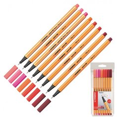 Линер Stabilo Point, 0,4 мм, 8 штук, оттенки красного