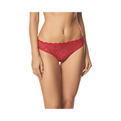 LUI et ELLE Трусы бразильяна низкой посадки кружевные, размер 2 (S), rouge