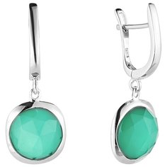 Balex Серьги 2436930224 из серебра 925 пробы с агатом зелёным природным и горным хрусталем