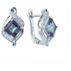 Balex Серьги 2405937381 из серебра 925 пробы с мистик кварцем природным и фианитом