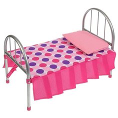 Кроватка для кукол Карапуз металлическая 46*24,5*32 см, подушка, матрас (MB-1-19-C1)