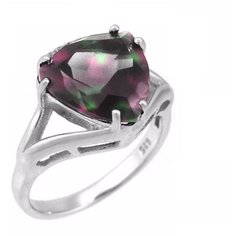 Balex Кольцо 1405937214 из серебра 925 пробы с мистик кварцем природным и фианитом, размер 17