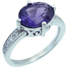 Balex Кольцо 1405937659 из серебра 925 пробы с александритом синтетическим и фианитом, размер 17