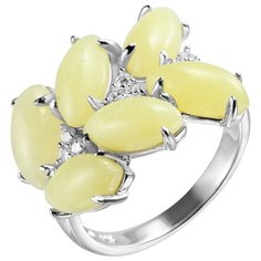 Balex Кольцо 1430930103 из серебра 925 пробы с нефритом природным и фианитом, размер 18