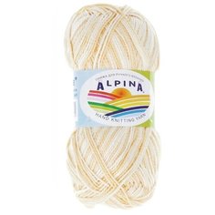 Пряжа Alpina Holly melange, 100% мерсеризованный хлопок, 10*50 г, 200 м+-10 м, №13, бежевый, желтый