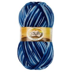 Пряжа Adelia Zena, 100% акрил, 5*100 г, 308 м+-10 м, №81, светло-голубой, темно-голубой, синий