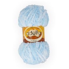 Пряжа Adelia Sofia, 100% полиэстер, 10*50 г, 90 м+-6 м, №03, голубой, белый