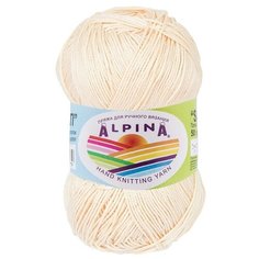 Пряжа Alpina Sati, 100% мерсеризованный хлопок, 10*50 г, 170 м+-10 м, №037, молочный
