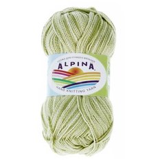 Пряжа Alpina Holly melange, 100% мерсеризованный хлопок, 10*50 г, 200 м+-10 м, №03, зеленый, светло-зеленый