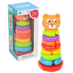 Пирамидка Elefantino разные текстуры колечек, собери цепочку, в коробке (IT106285)