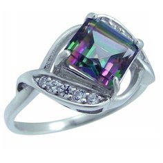 Balex Кольцо 1405937381 из серебра 925 пробы с мистик кварцем природным и фианитом, размер 18