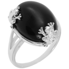 Balex Кольцо 1432930134 из серебра 925 пробы с ониксом и фианитом, размер 17