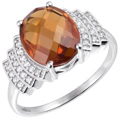 Balex Кольцо 1410931787 из серебра 925 пробы с султанитом синтетическим и фианитом, размер 17.5