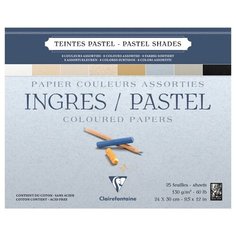 Альбом для пастели Clairefontaine 25 листов, 240*300 мм, на склейке, "Ingres", 130 г/м2, верже, хлопок (96487C)
