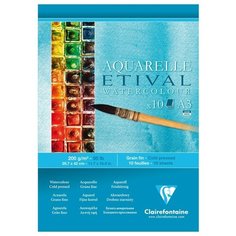 Альбом для акварели Clairefontaine 10 листов, А3, на склейке, "Etival", 200 г/м2, холодное прессование (96303C)