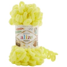 Пряжа Alize Puffy (Пуффи) 552 неоновый желтый 100% микрополиэстер 100г 9м 5шт