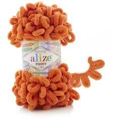 Пряжа Alize Puffy (Пуффи) 06 оранжевый 100% микрополиэстер 100г 9м 5шт