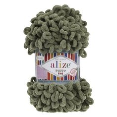 Пряжа Alize Puffy Fine (Пуффи Файн) 03 хаки 100% микрополиэстер 100г 14м 5шт