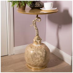 Столик декоративный Жемчужный гранат Айвори Мраморное золото Bogacho