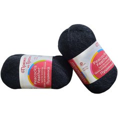 Пряжа из Троицка "Пушинка", 50% козий пух, 50% мериносовая шерсть; цвет: черный 02 , 225 м, 50 г х 2 шт. Троицкая камвольная фабрика