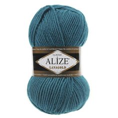 Пряжа Alize Lanagold (Ланаголд) 640 павлиновая зелень 49% шерсть, 51% акрил 100г 240м 5шт