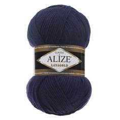 Пряжа Alize Lanagold (Ланаголд) 590 темно-синий 49% шерсть, 51% акрил 100г 240м 5шт
