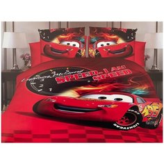 Детский комплект постельного белья Lorida Тачки, модель D, Сатин, 1,5 спальный