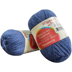 Пряжа из Троицка "Пушинка", 50% козий пух, 50% мериносовая шерсть; цвет: Джинсовый 255 , 225 м, 50 г х 2 шт. Троицкая камвольная фабрика
