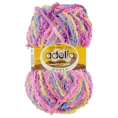 Пряжа Adelia Sofia, 100% полиэстер, 10*50 г, 90 м+-6 м, №06, голубой, розовый, сиреневый, желтый