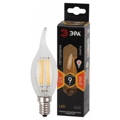 Лампа светодиодная ЭРА F-LED BXS-9W-827-E14 (филамент, свеча на ветру, 9Вт, тепл, E14) ERA