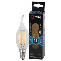 Лампа светодиодная ЭРА F-LED BXS-11W-840-E14 (филамент, свеча на ветру, 11Вт, нетр, E14) ERA