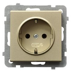"Ospel Sonata Шампанский золотой Розетка 1-я с/з Schuko, без рамки"