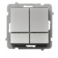 Ospel Sonata Серебро матовое Выключатель 2-клавишный с подсветкой, без рамки