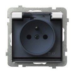 Ospel Sonata Белый Розетка 1-ая с/з IP44 с крышкой Schuko, без рамки