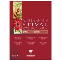 Альбом для акварели 10л., А4, на склейке Clairefontaine "Etival", 200г/м2, классическое зерно