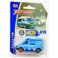 Модель металлической машины "TV горячая линия" A6704 Fast Wheels, звук сирены, сигнализации, светятся мигалки, инерционная машинка Play Smart, 1:64, 8х3.5х3 см
